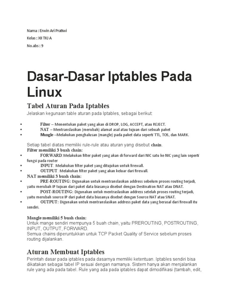 Dasar - Dasar IP Tables | PDF