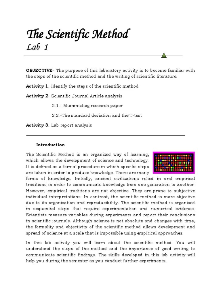 Scientific Method Lab Report | PDF | Scientific Method | Statistics