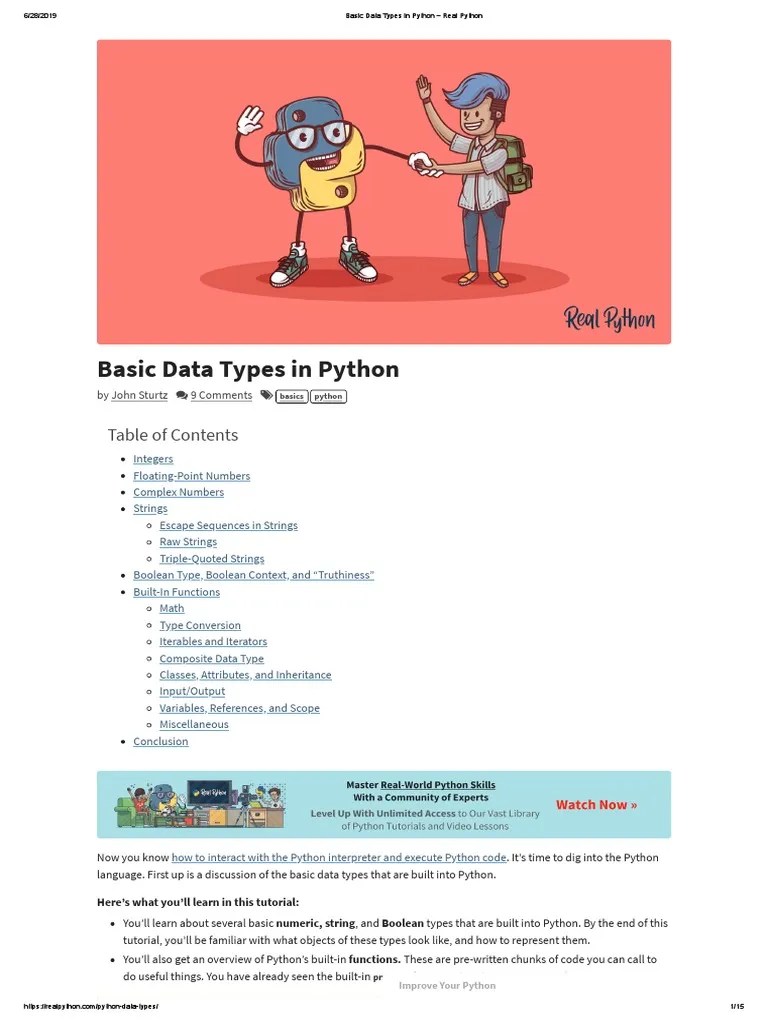 Basic Data Types In Python Real Python | PDF | Boolean Data Type ...