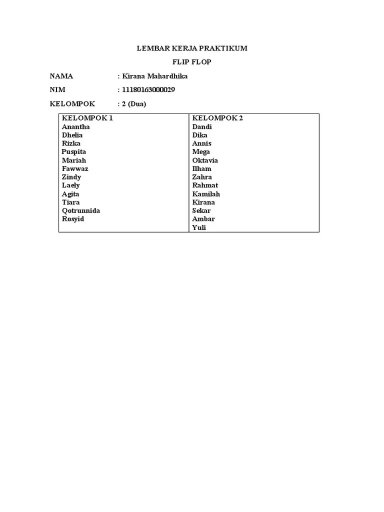 Erfolgt im praktikum unter anleitung, so dass sie sich vor dem versuch im. 4b 29 Kirana Mahardhika Laporan Praktikum Flip Flop Pdf