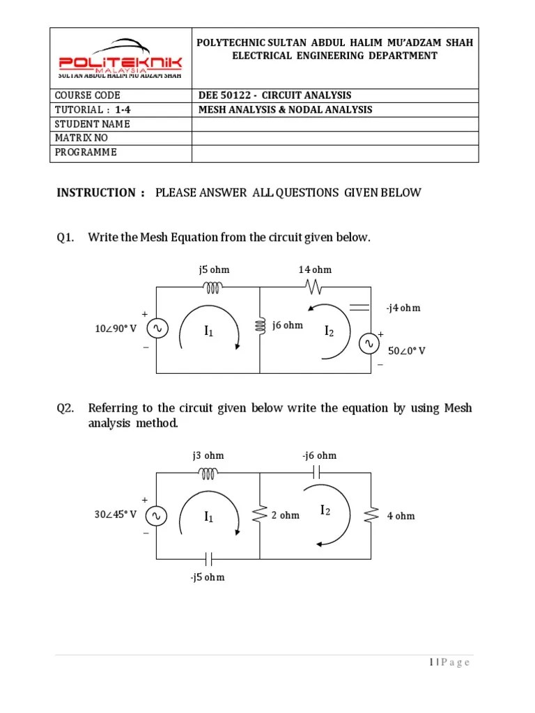 Tutorial 1 Sept 2020 PDF | PDF | Electronic Circuits | Electrical Circuits