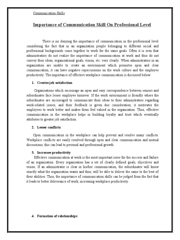 Importance Of Communication Skills In Professional Life | PDF | Job Satisfaction | Communication