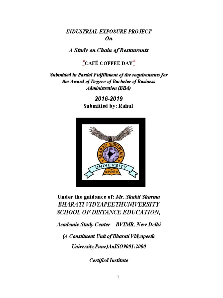 Cafe Coffee Day Project | PDF | Tertiary Sector Of The Economy ...