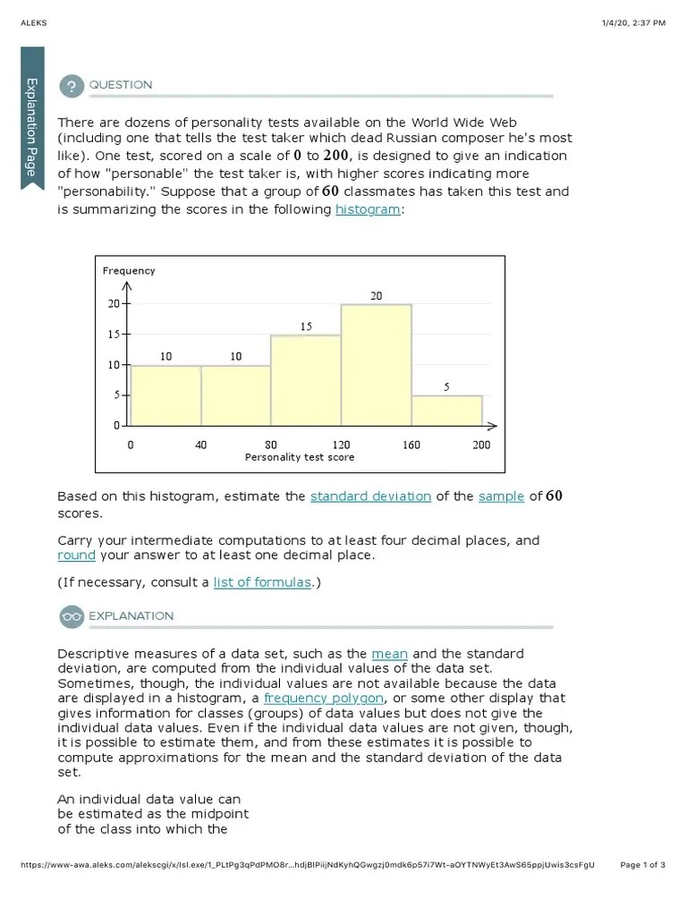 Aleks PDF | PDF | Standard Deviation | Mean