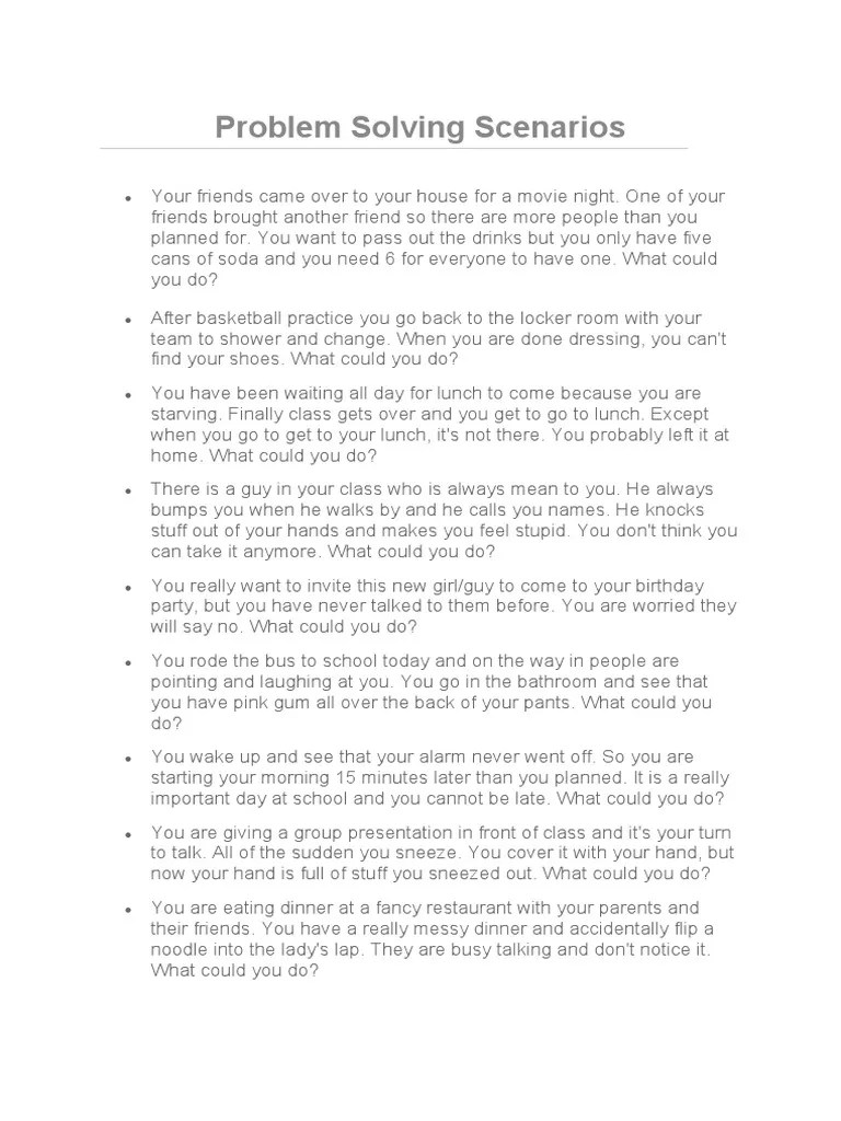 Problem Solving Scenarios | PDF
