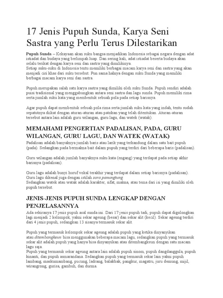 17 Jenis Pupuh Sunda | PDF