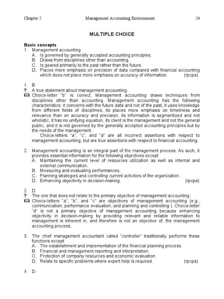 Chap 2 - Management Accounting | PDF | Management Accounting | Internal ...