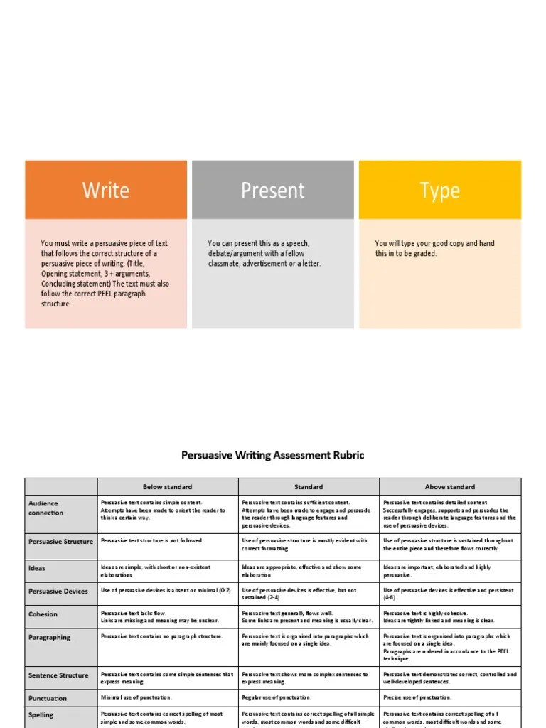 Persuasive Writing Assessment Rubric | Download Free PDF | Paragraph | Word