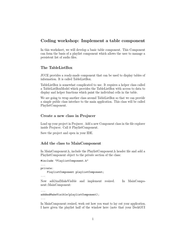 Coding Workshop: Implement A Table Component: The Tablelistbox | PDF ...