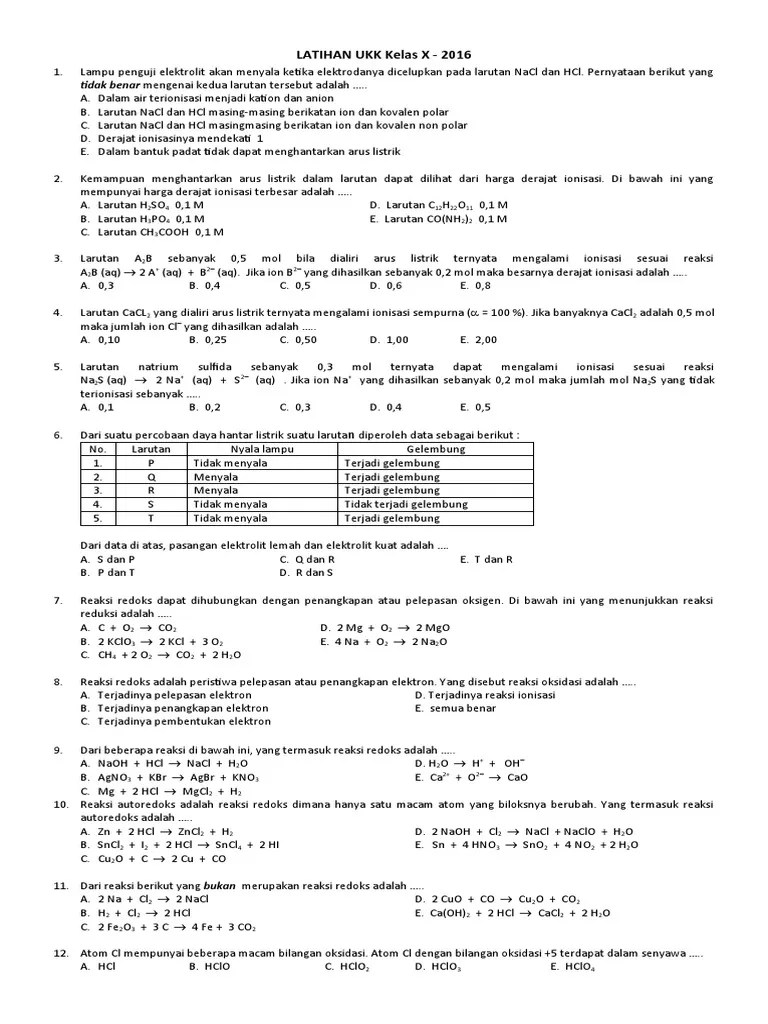 UUB Kimia X - 8 Juni 2009 | PDF