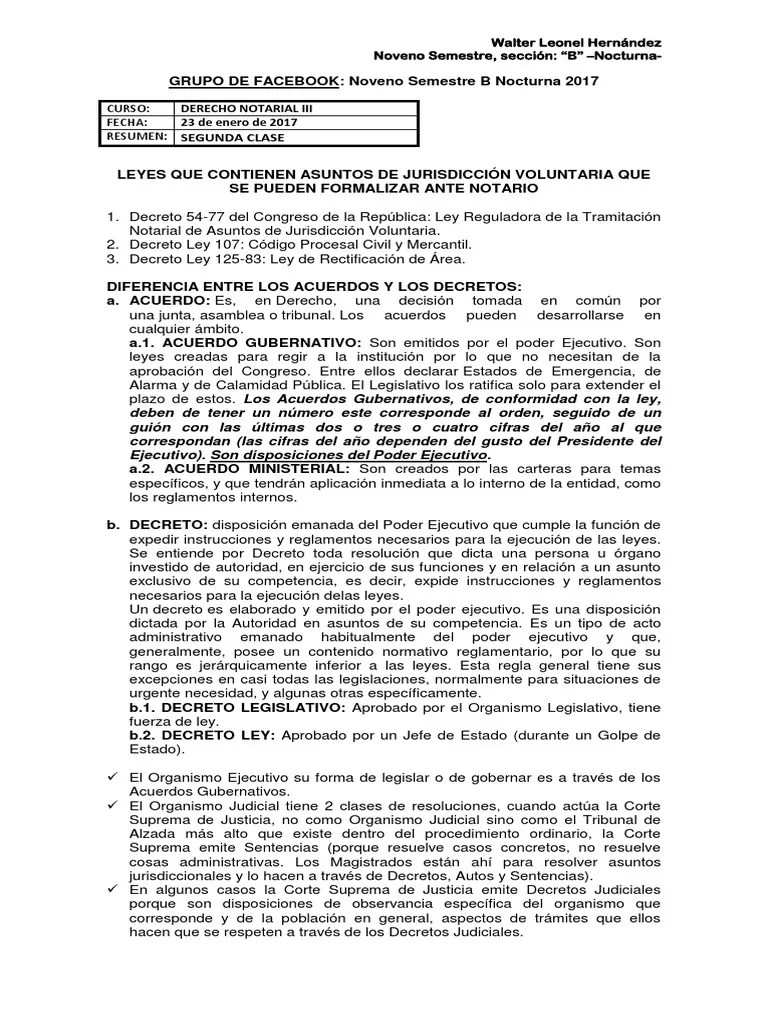 Derecho Notarial Iii, Segunda Clase, Primer Parcial | PDF | Decreto | Voluntad Y Testamento
