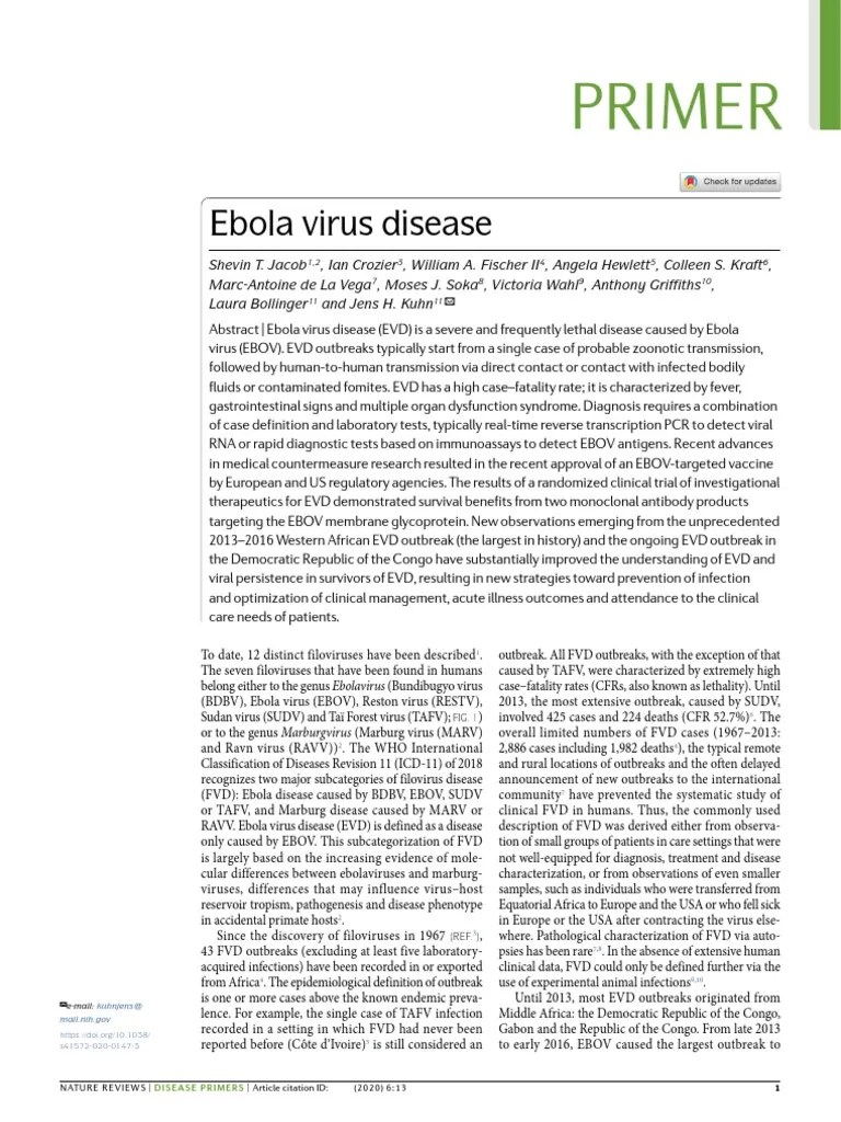 Ebola Virus Disease PDF | PDF | Ebola Virus Disease | Infection
