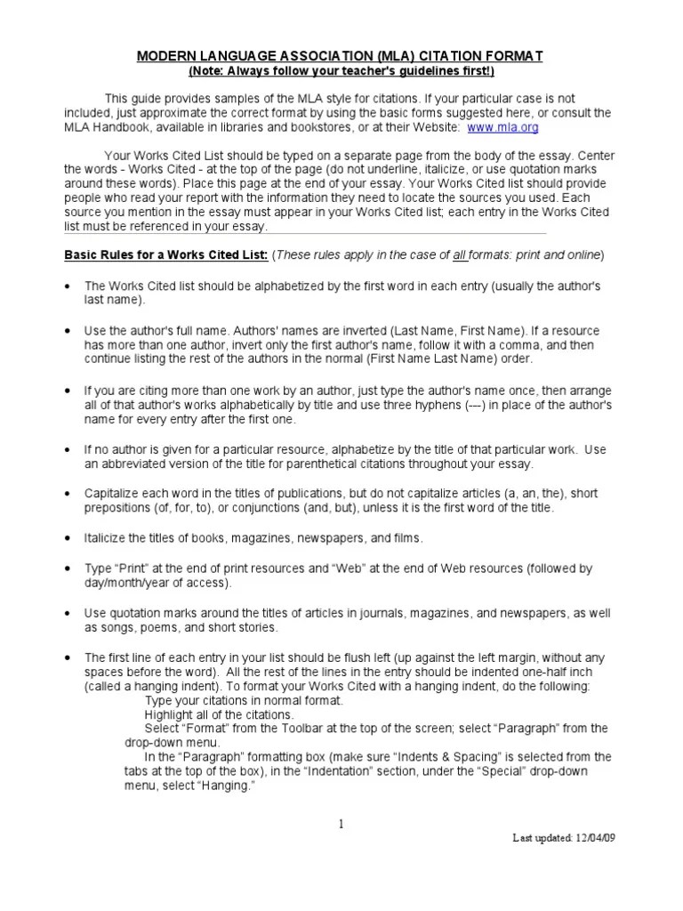 Using The Modern Language Association | PDF | Citation | Written Communication