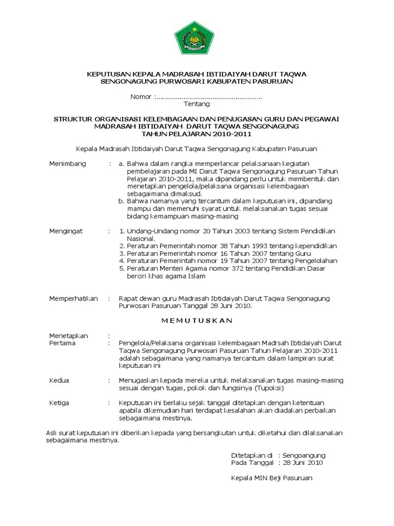 Keputusan kepala sma pgri ngoro kabupaten jombang. Keputusan Kepala Madrasah Ibtidaiyah Darut Taqwa Pdf