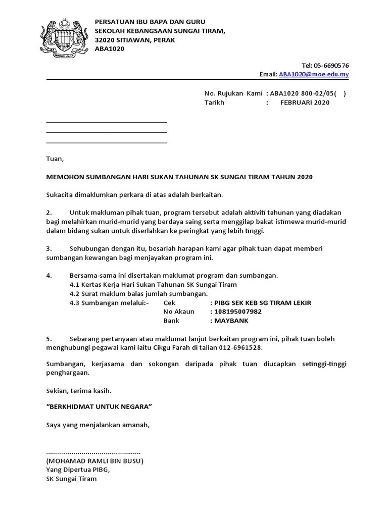 Surat sumbangan dan tajaan bank rakyat via www.slideshare.net surat sponsor. Surat Mohon Sumbangan Pdf