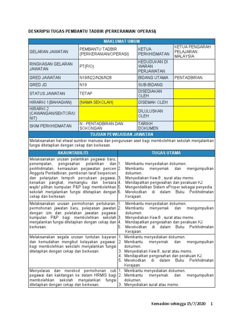 Profil kompetensi akp/pt (po) gred n22/n26, kpm. Jd Pembantu Tadbir N19 N22 N26 N28 Pdf