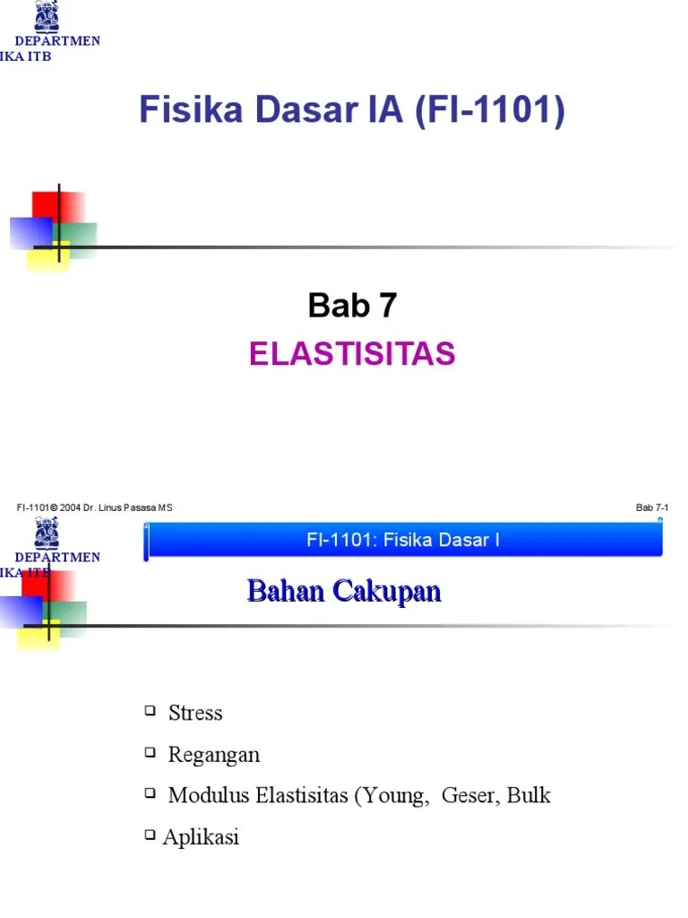 Ofta nofitasari a1e011029 sma/ma kelas x semester 2 siswa dapat menjelaskan pengertian dari elastisitas siswa dapat menjelaskan karakteristik benda elastis . 8 Elastisitas Pdf