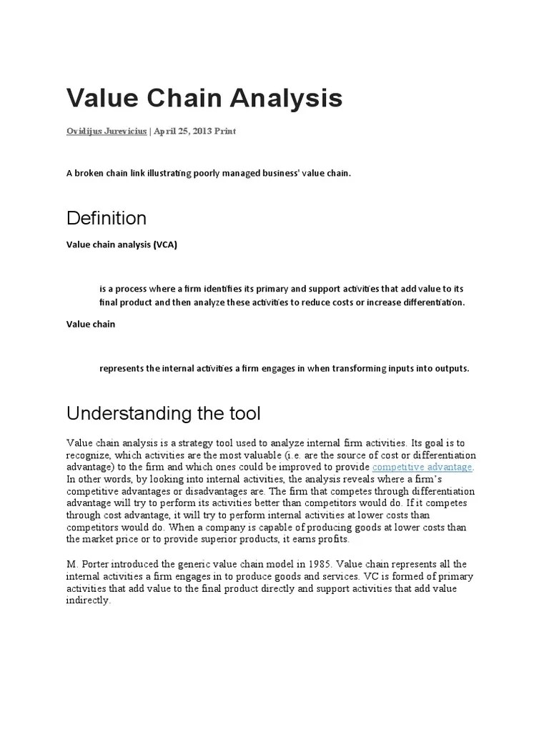 Value Chain Analysis (Internal Analysis) | PDF | Value Chain | Competitive Advantage