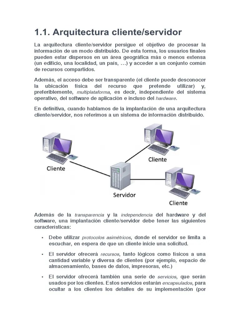 1 Arquitectura Cliente Servidor PDF | PDF | Middleware | Modelo Cliente ...