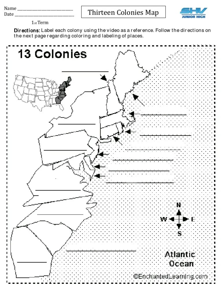 Labeling The Thirteen Original Colonies: An Interactive Map Activity | PDF