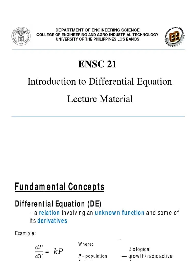 Intro - Day 2 PDF | PDF | Ordinary Differential Equation | Equations