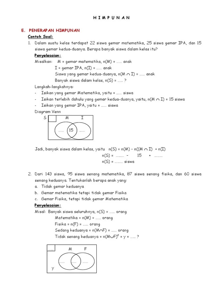 E. Penerapan Himpunan