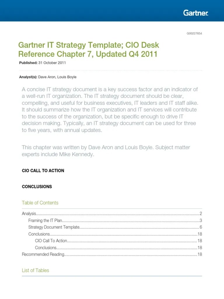 Gartner IT Strategy Template CIO Desk Reference Chapter 7, Updated Q4 ...