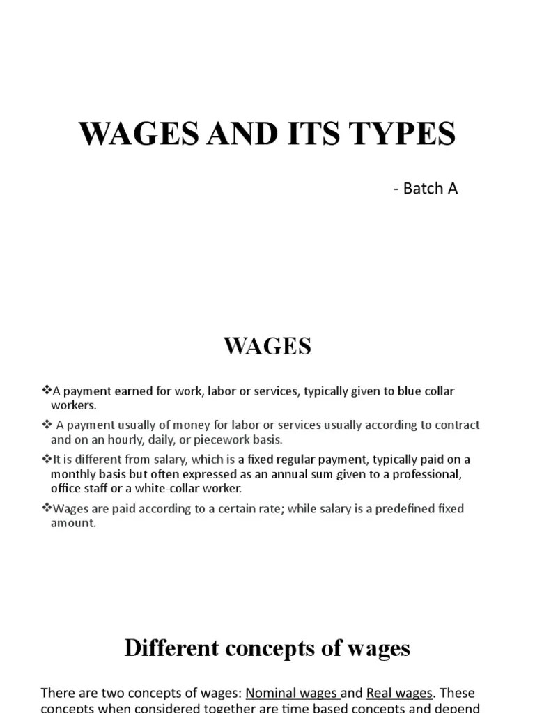 Wages And Its Types | PDF | Wage | Inflation