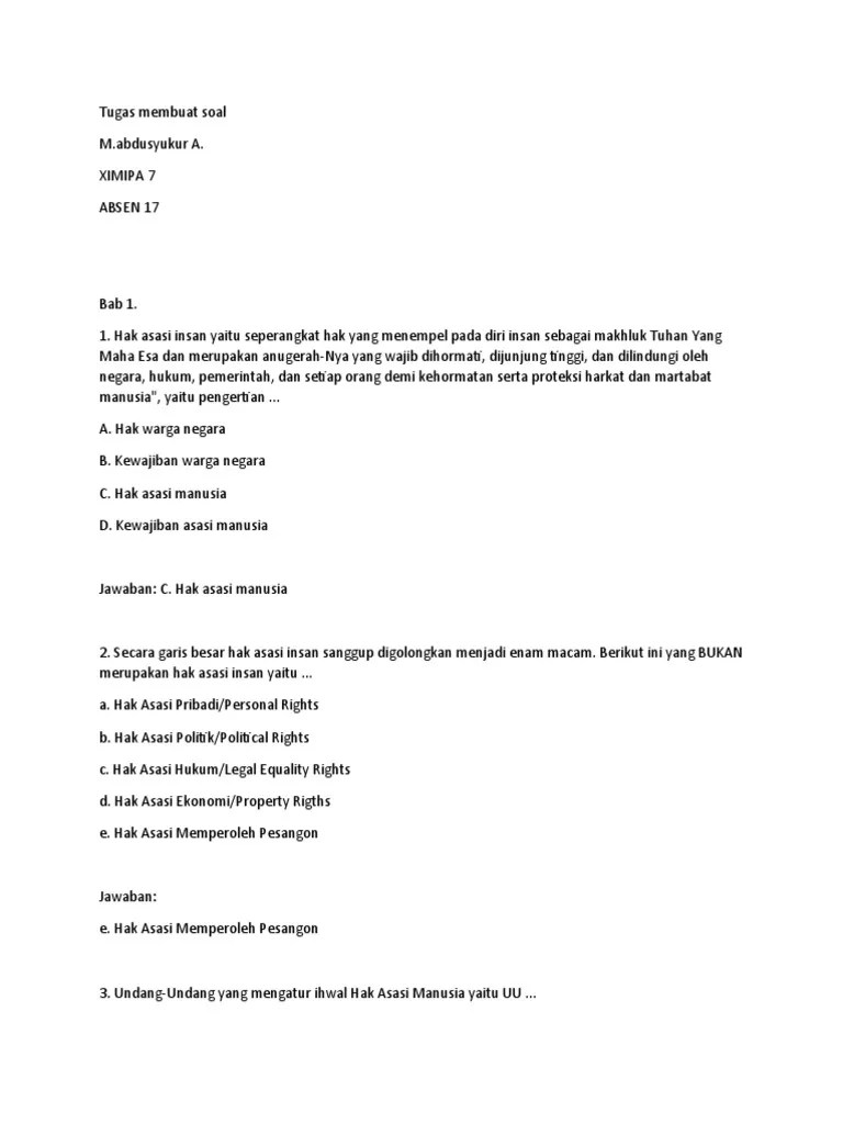 Tugas Membuat Soal M Abdusyukur