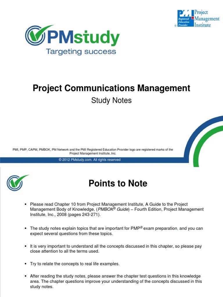 Project Communications Management: Study Notes | PDF | Project ...