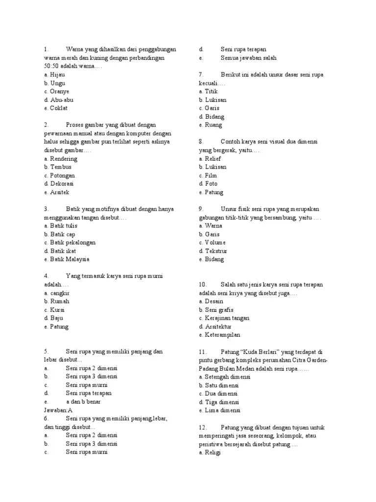 Soal Dasar Seni X | PDF