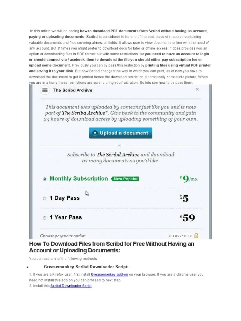 How To Download Files From Scribd For Free Without Having An Account Or ...