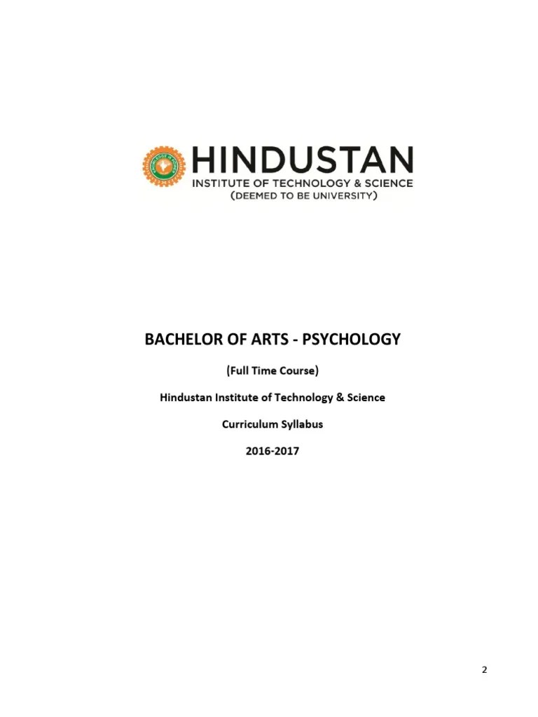 BA Psychology Syllabus | PDF | Perception | Industrial And ...