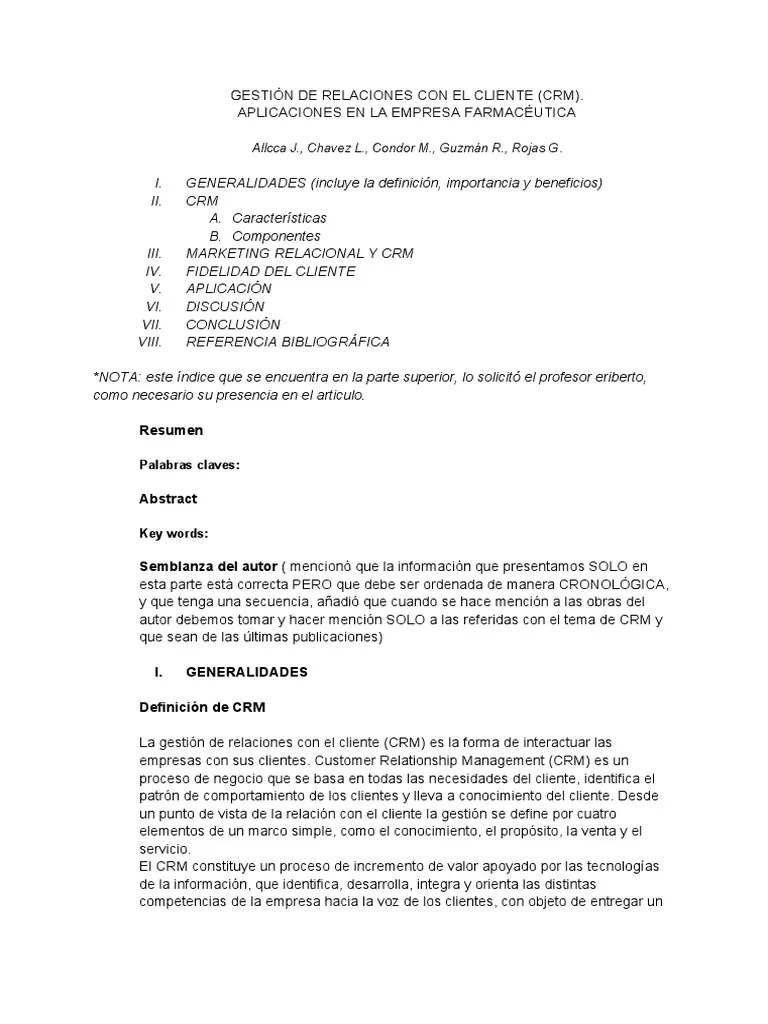 Articulo CRM | PDF | Gestión De La Relación Con El Cliente | Marketing