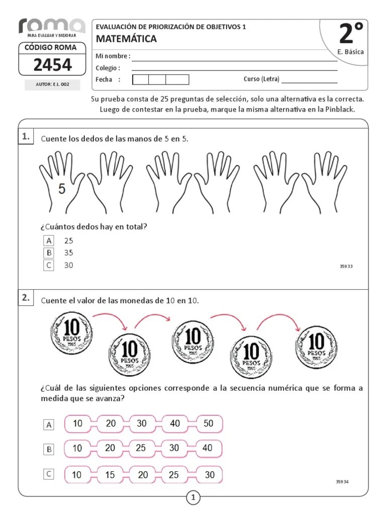 Evaluación Diagnóstica Matemáticas 2°B Roma PDF | PDF | Enseñanza De Matemática | Science