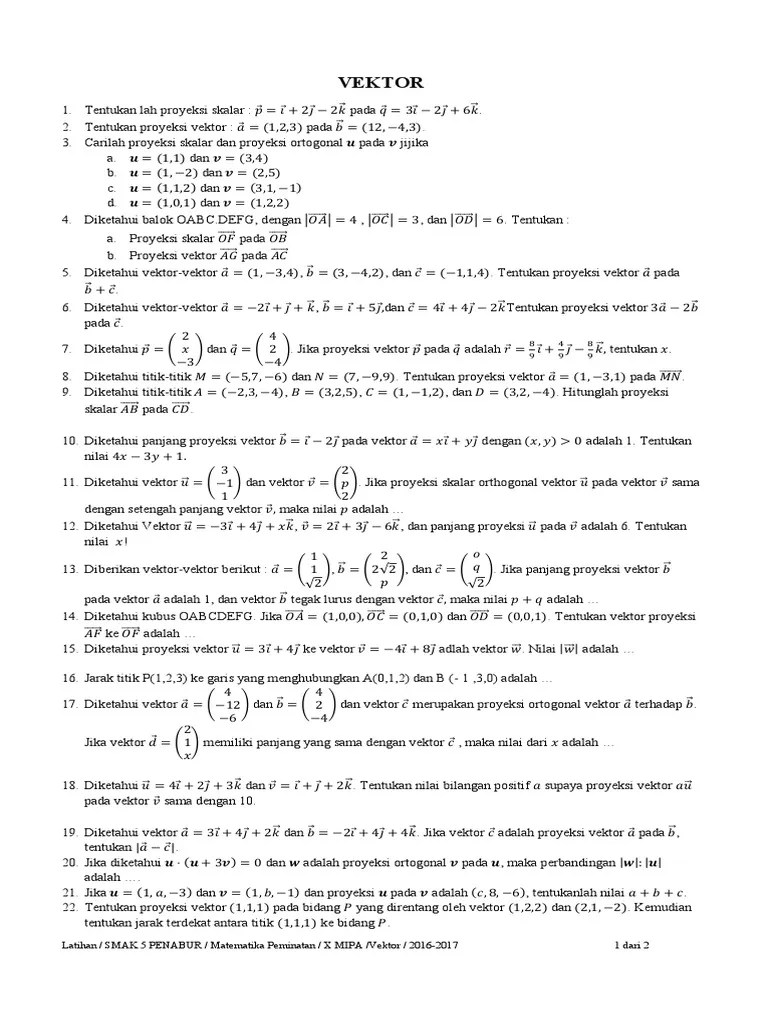 Soal Latihan Proyeksi Vektor | PDF