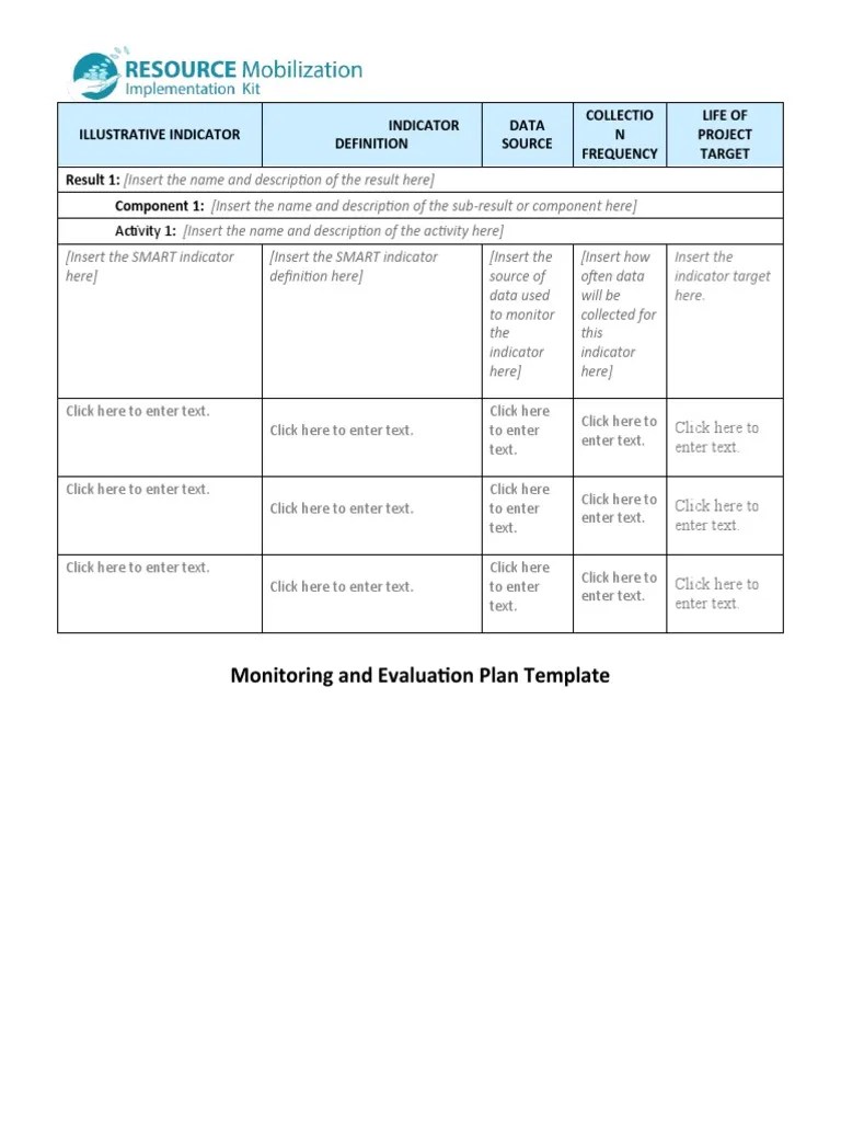 Monitoring And Evaluation Plan Template: Activity 1 | PDF | Computing ...