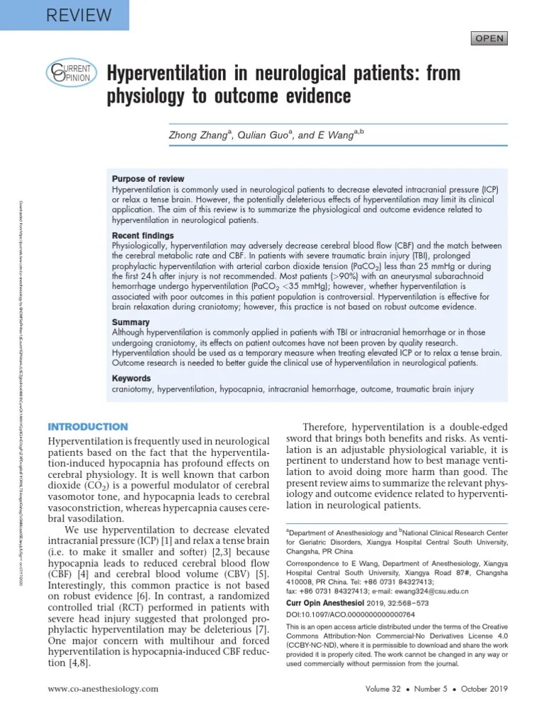 Hyperventilation In Neurological Patients From.6 | PDF | Traumatic ...