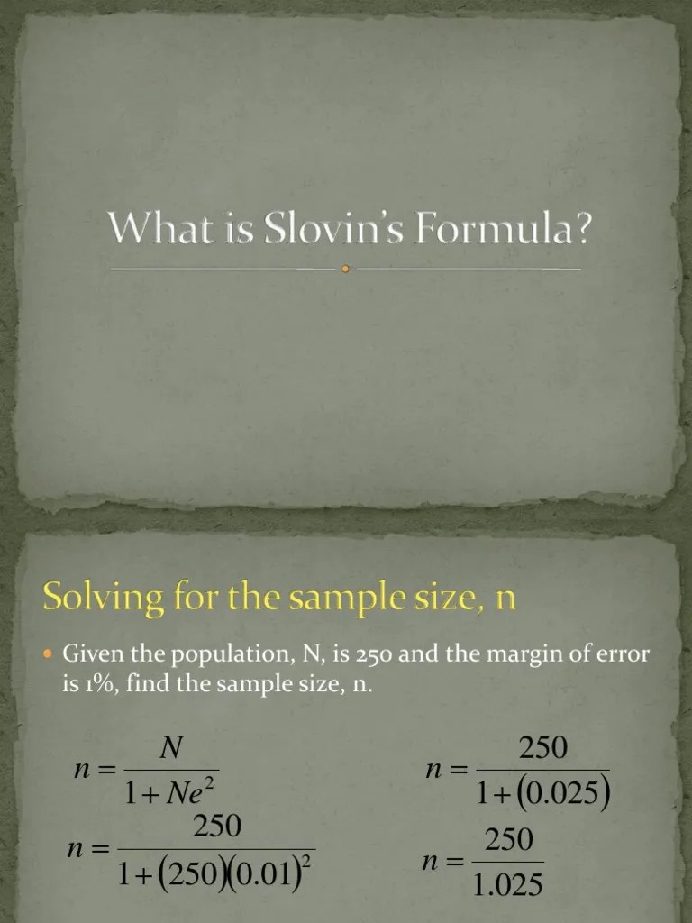 4 Slovins Formula | PDF | Statistics | Scientific Method