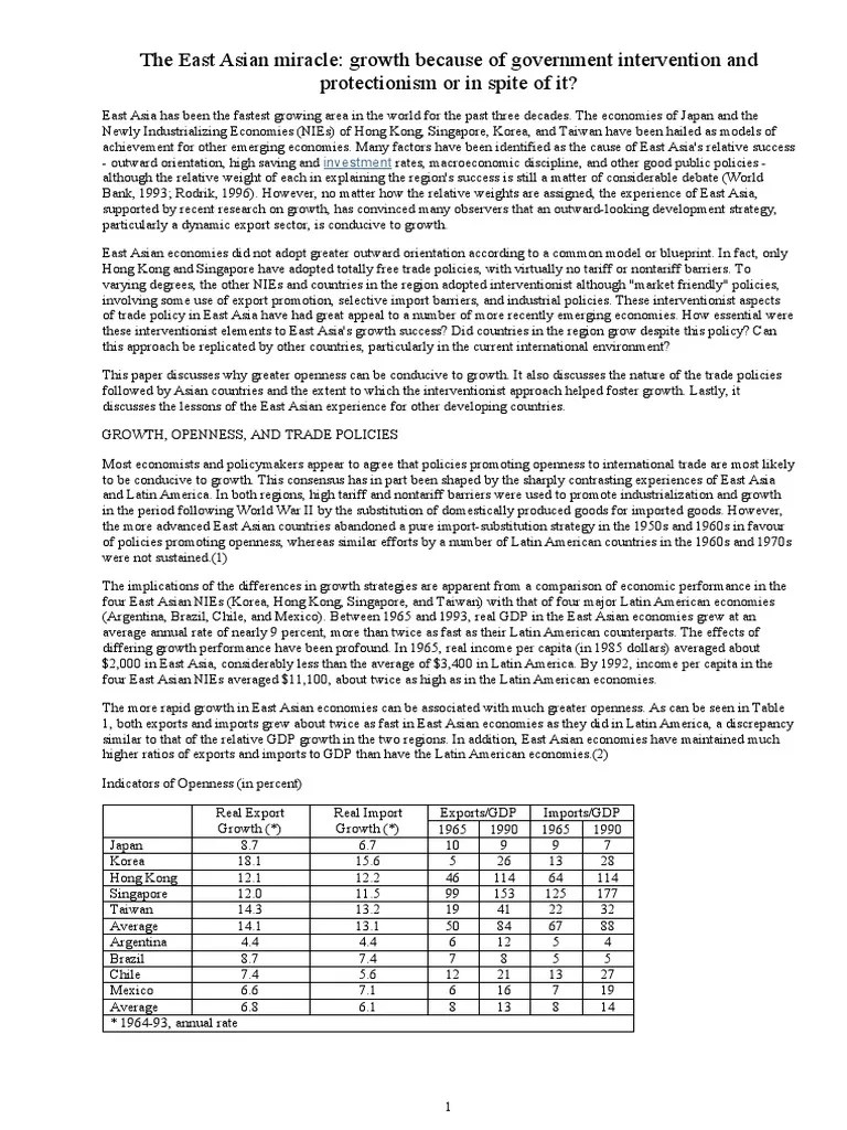 The East Asian Miracle | PDF | Economic Growth | Exports