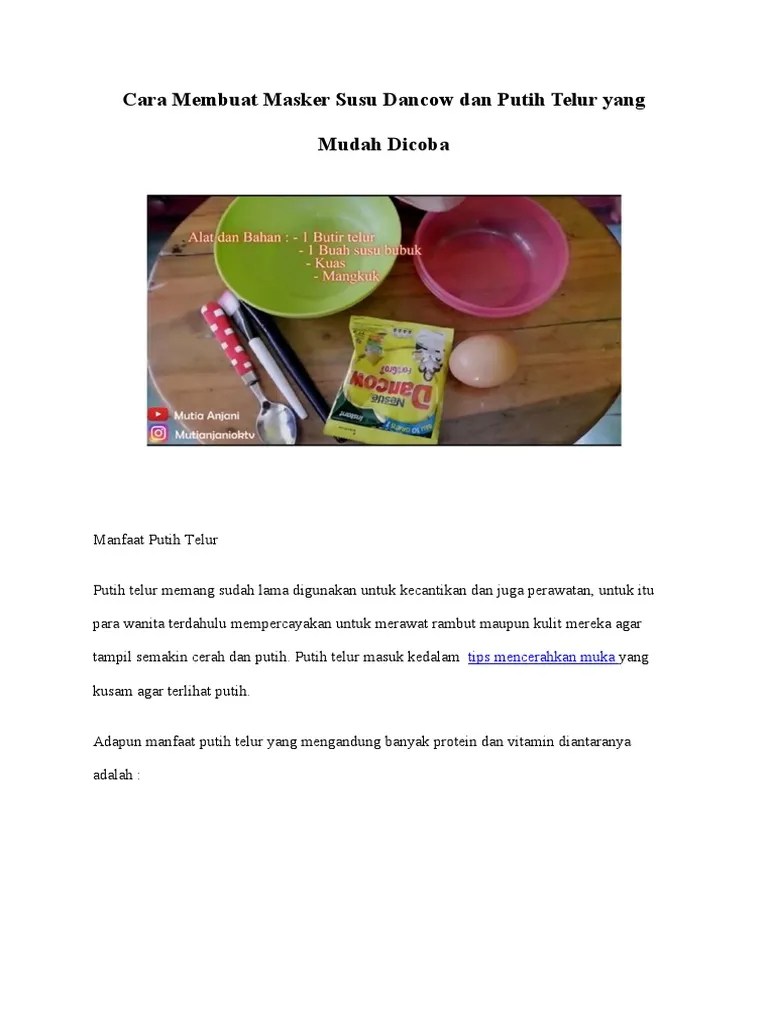Cara Membuat Masker Susu Dancow Dan Putih Telur Yang Mudah Dicoba