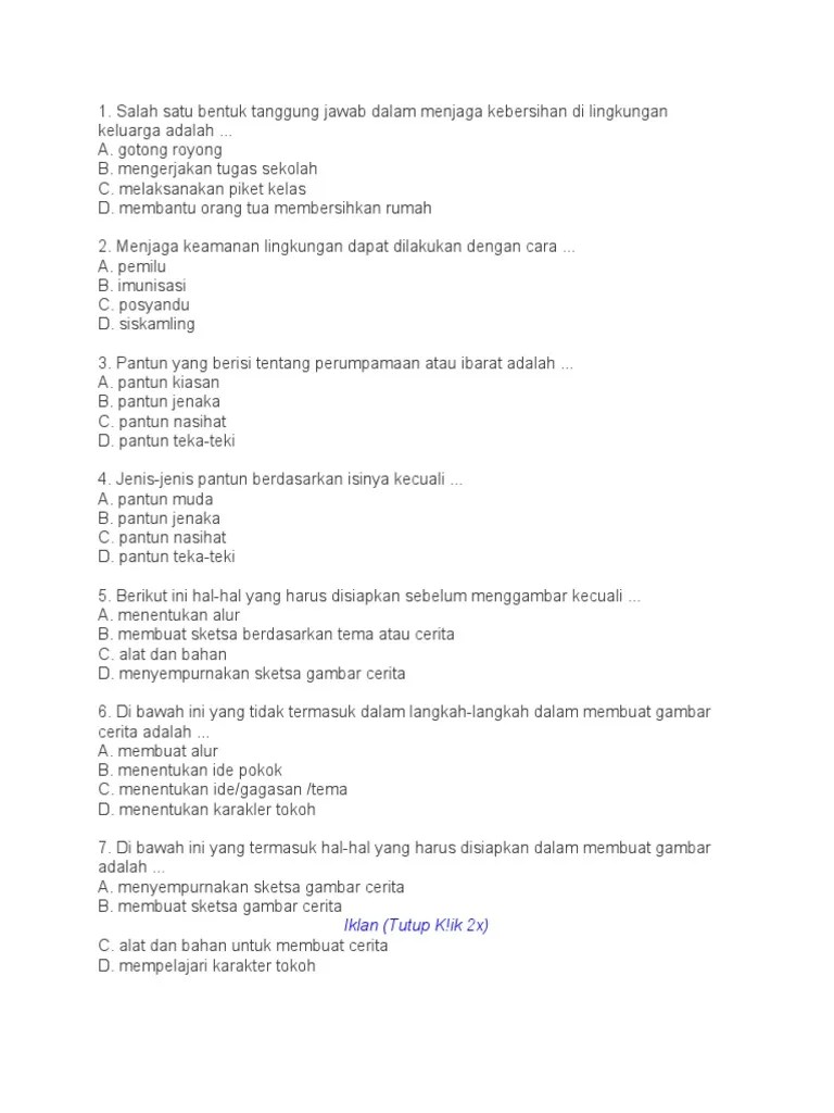 Bentuk puisi indonesia yang tiap baitnya terdiri dari empat baris adalah … a. Soal Kelas 5 Sd Mi Tema 4 Subtema 3 Pembelajaran Pdf