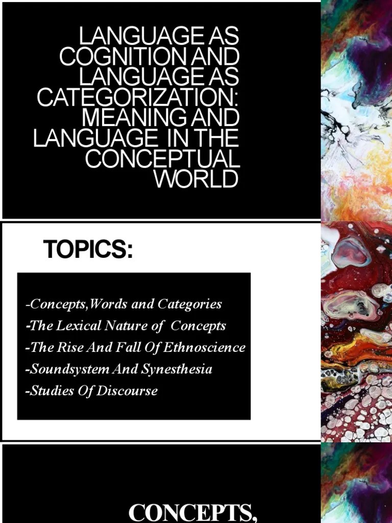 Language As Cognition And Language As Categorization: Meaning And ...