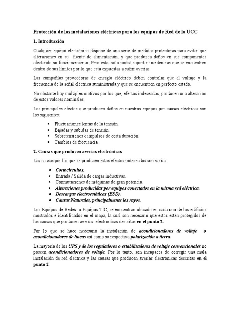 Protección De Las Instalaciones Eléctricas Anillo De Fibra Optica UCC | PDF | Voltaje | Fuente ...