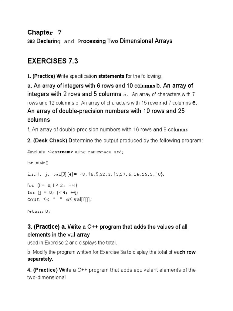 6.7 Programming Exercise Set 5 | PDF | Array Data Structure | Subroutine