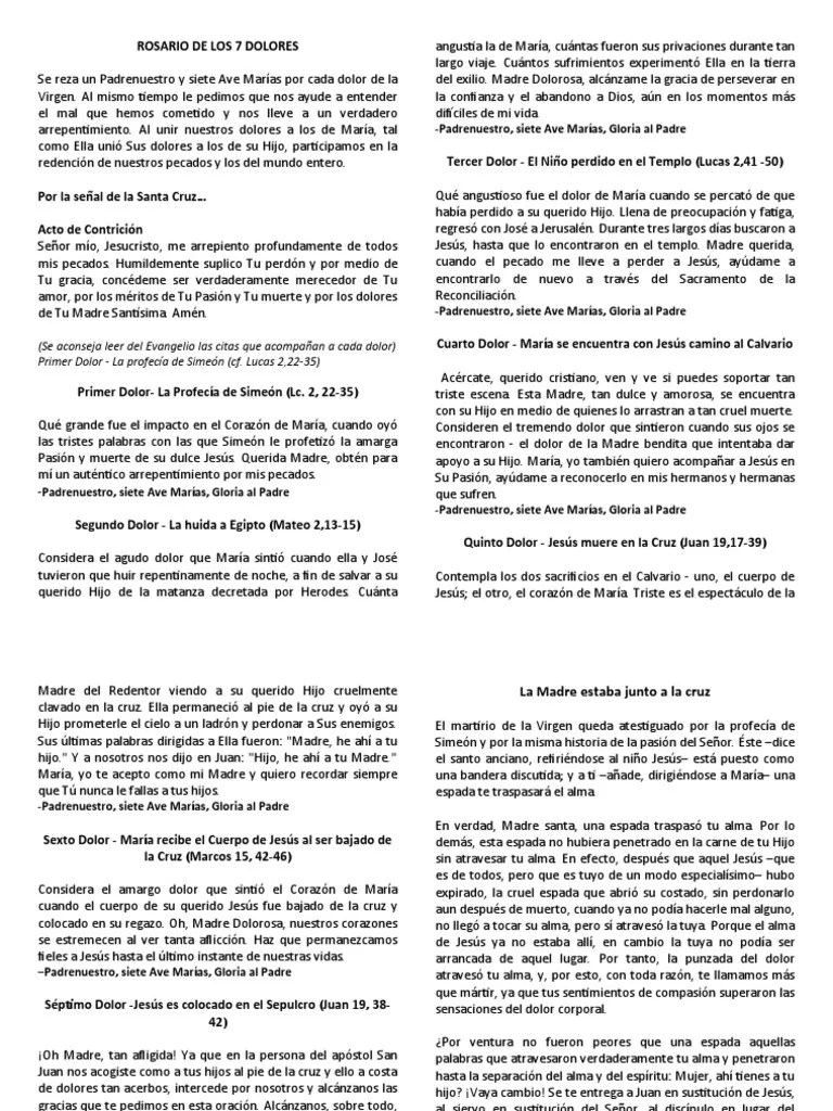 Rosario De Los 7 Dolores | PDF | María, Madre De Jesús | Juan El Apóstol