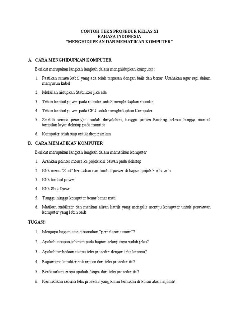 Melalui pengertian di atas, maka bisa diketahui bahwa paragraf prosedur . Contoh Teks Prosedur Kls Xi Pdf
