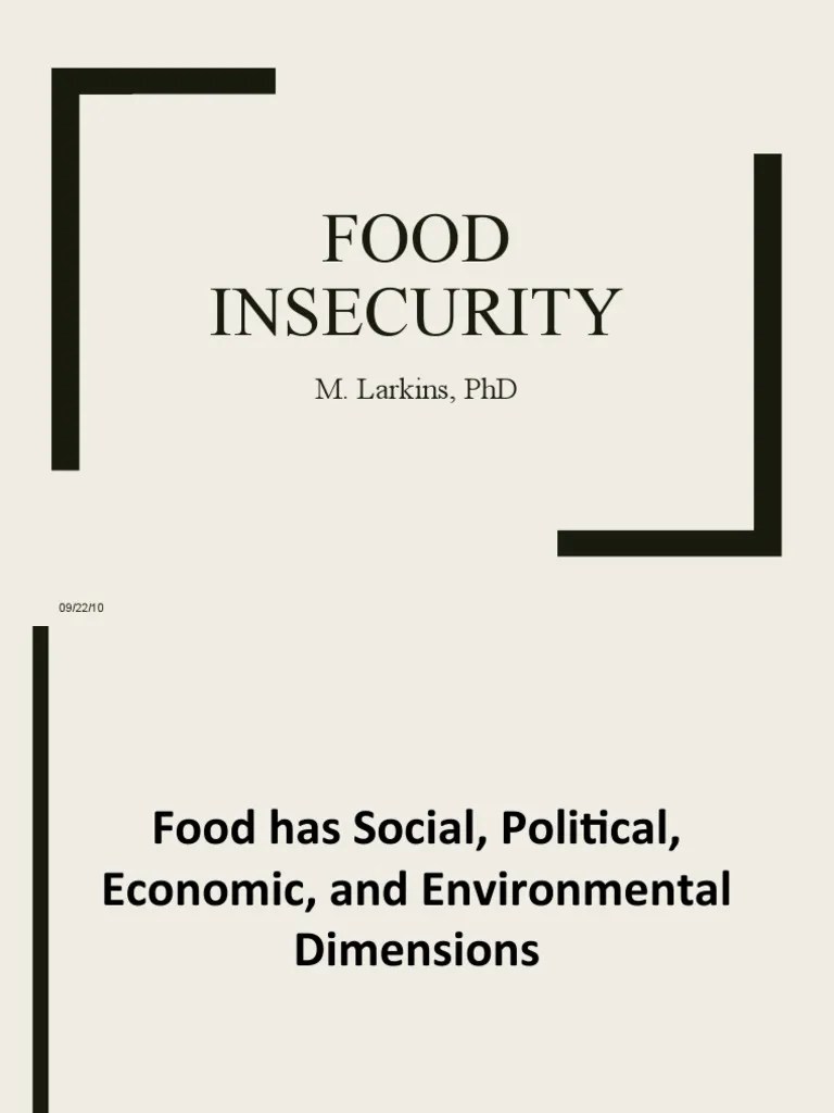 Food Insecurity: Understanding Its Complex Social, Political, Economic ...