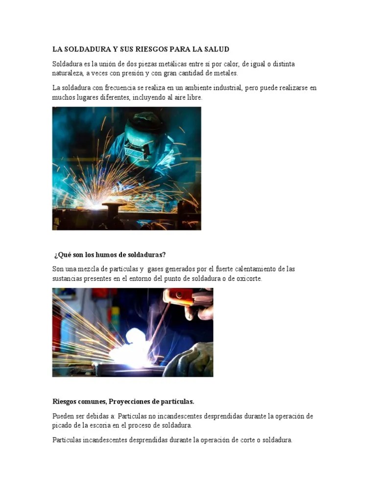 La Soldadura Y Sus Riesgos Para La Salud | PDF | Soldadura | Construcción