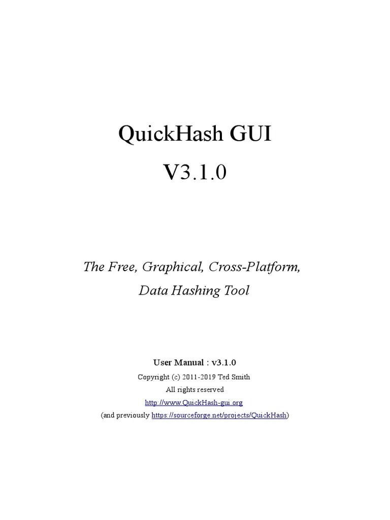 Quickhash Gui V3.1.0: The Free, Graphical, Cross-Platform, Data Hashing ...